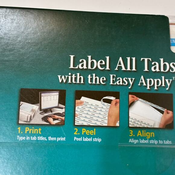 Avery 11492 Index Maker 5-Tab Print/Apply Clear Label White Divider, 10 Sets New - Picture 6 of 7
